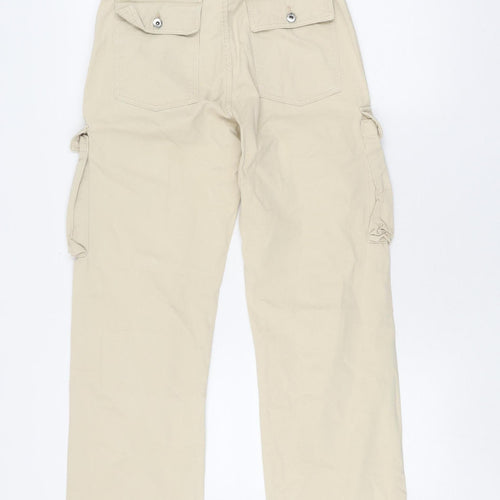 Bershka Women's Beige Cargo Trousers, Size 4, 100% Cotton