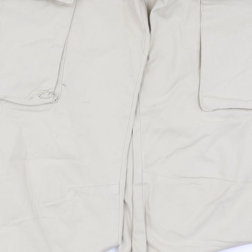 Bershka Women's Beige Cargo Trousers, Size 4, 100% Cotton