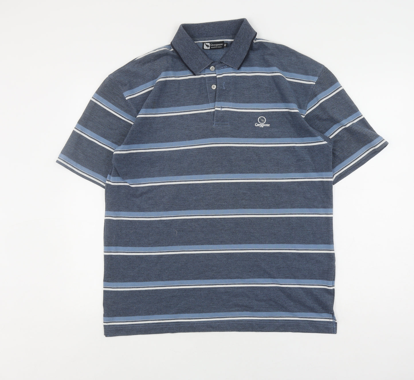 Greygoose Men's Blue Striped Polo, Medium, Casual