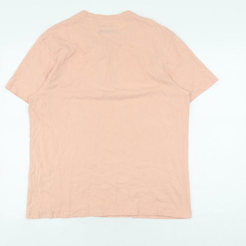 Red Herring Men's Pink Large Henley T-Shirt Short Sleeve