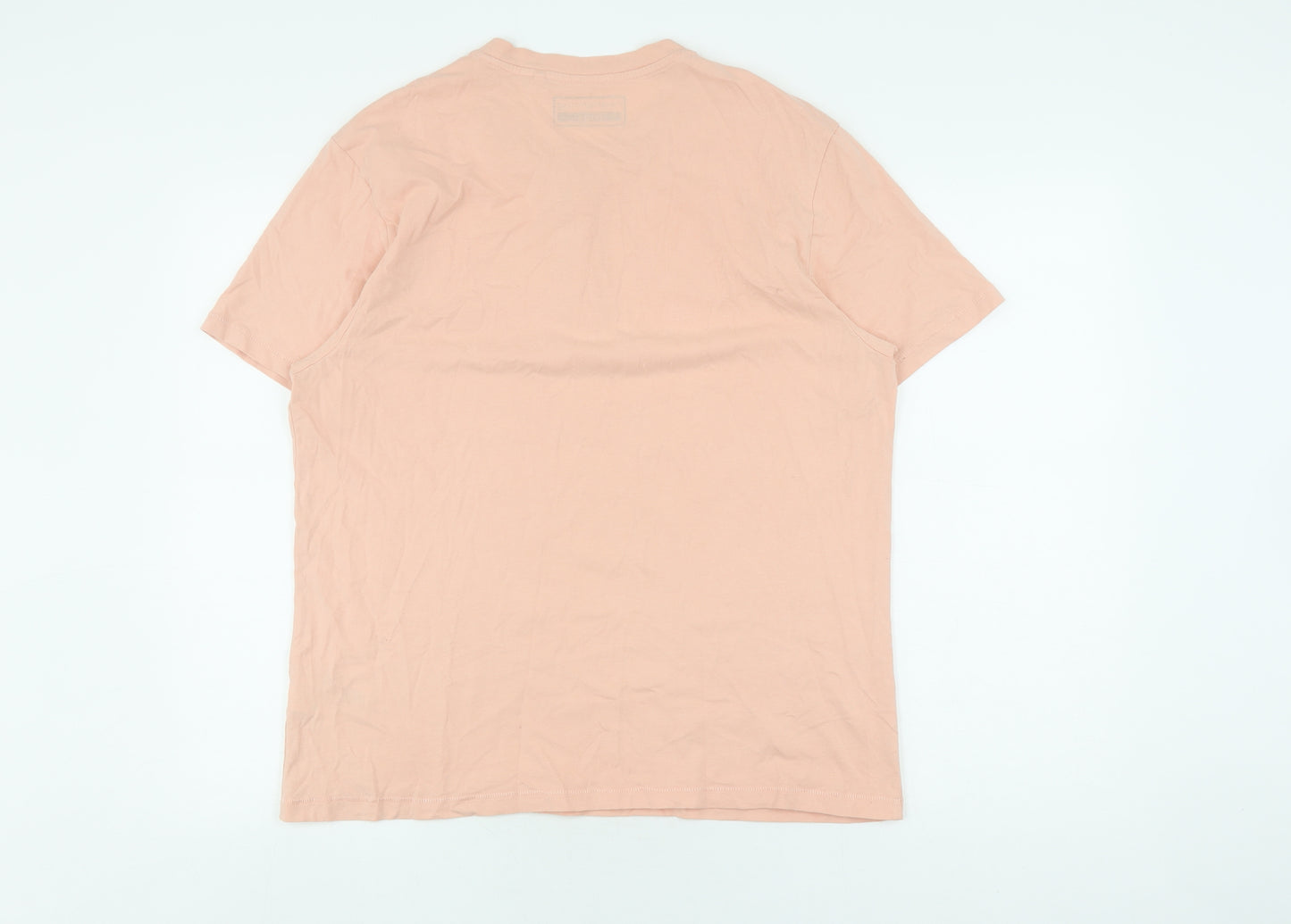 Red Herring Men's Pink Large Henley T-Shirt Short Sleeve