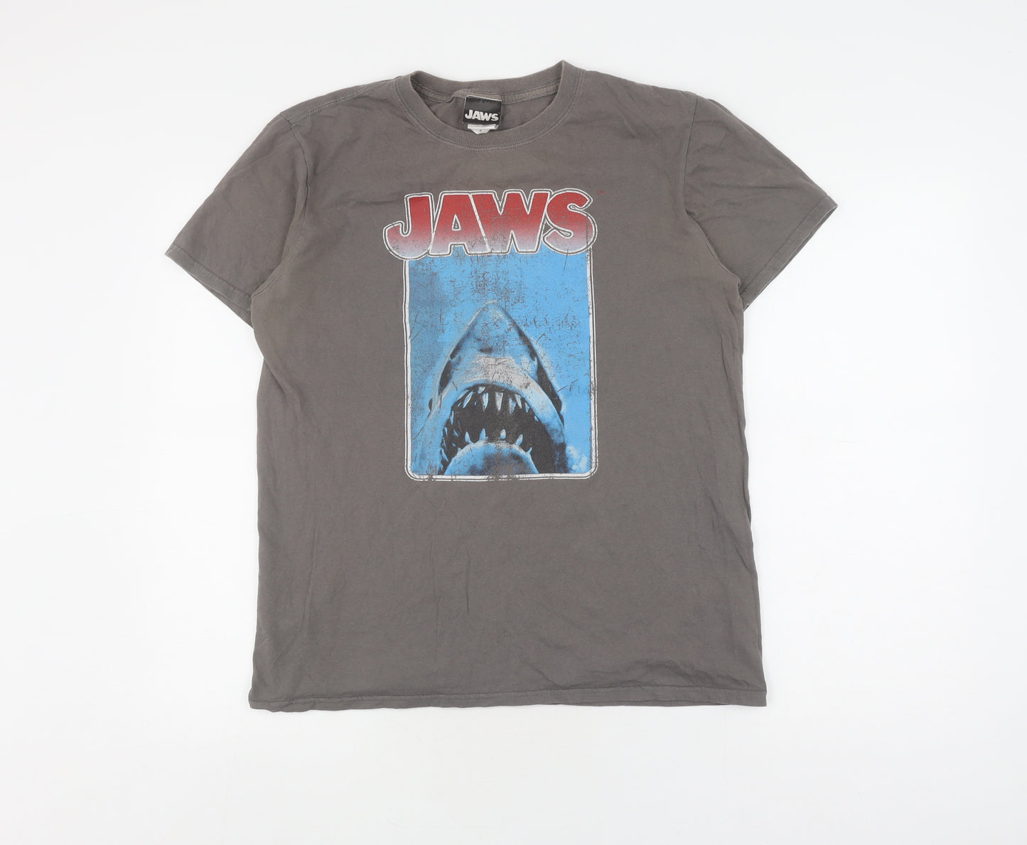 Jaws Men's Grey Graphic Short Sleeve T-Shirt - M