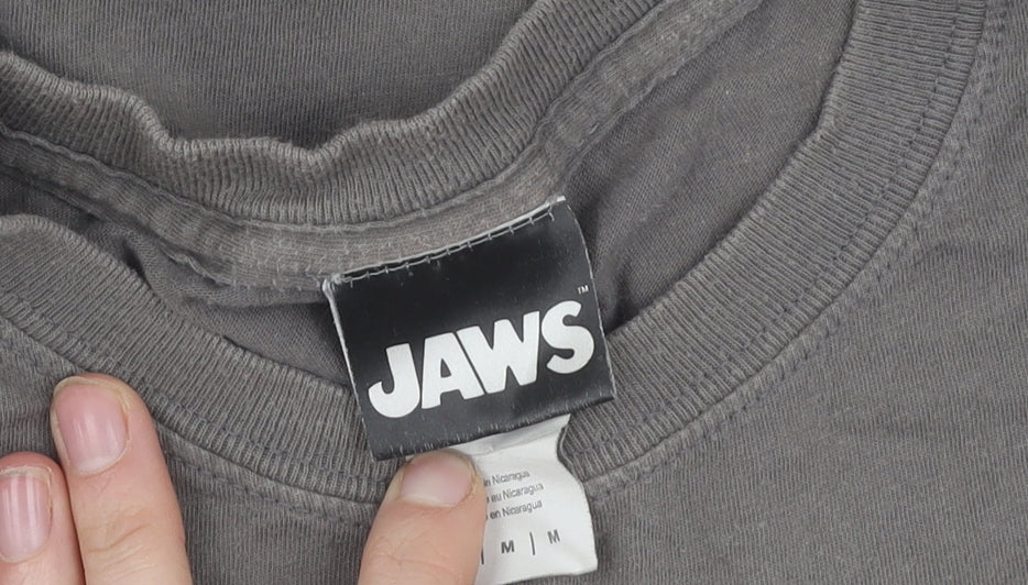 Jaws Men's Grey Graphic Short Sleeve T-Shirt - M