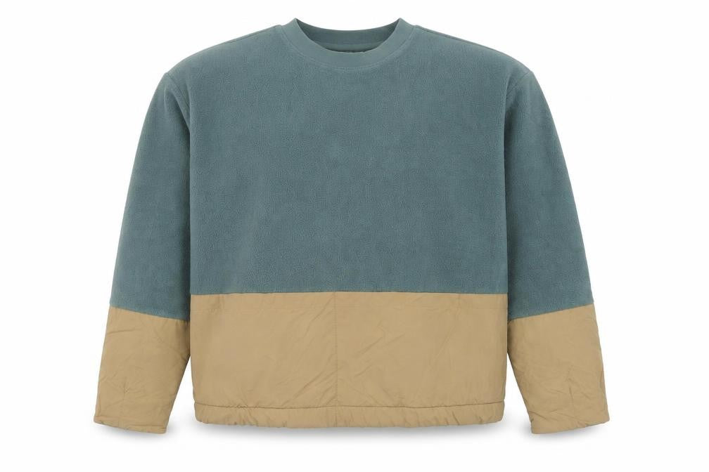 Front view of H&M unisex green beige sweatshirt xs pullover