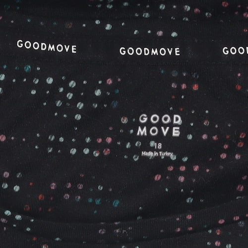 Goodmove Women's Black Crew Neck Relaxed T-Shirt Size 18