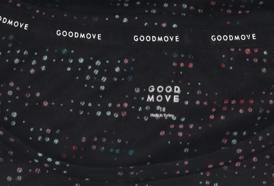 Goodmove Women's Black Crew Neck Relaxed T-Shirt Size 18