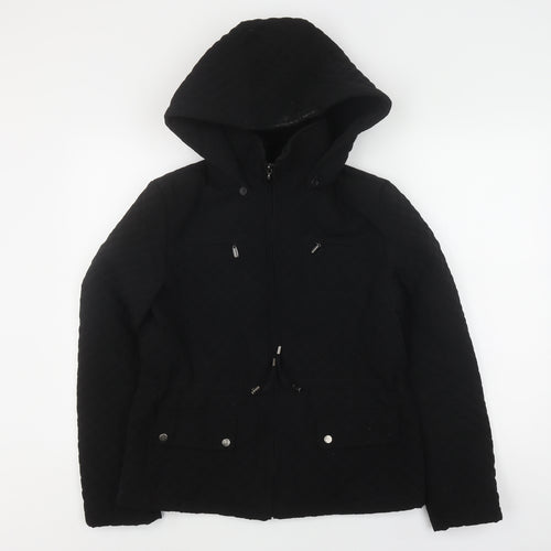 Portrait Women's Black Quilted Hooded Jacket, Size S