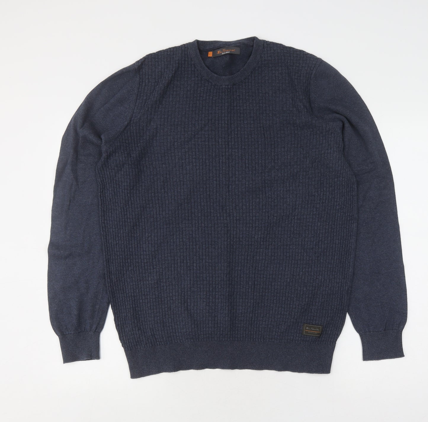 Ben Sherman Men's Blue Waffle-Knit Jumper L