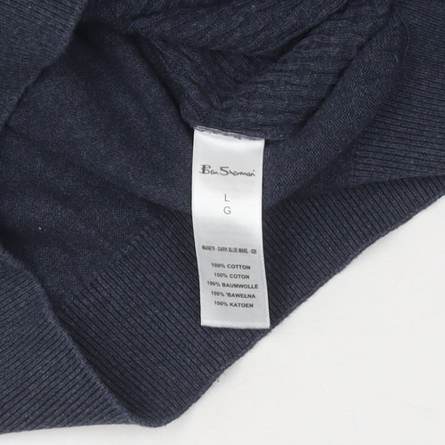 Ben Sherman Men's Blue Waffle-Knit Jumper L