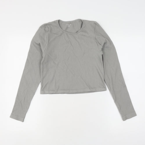 Out From Under Women's Grey Cropped Long Sleeve T-Shirt