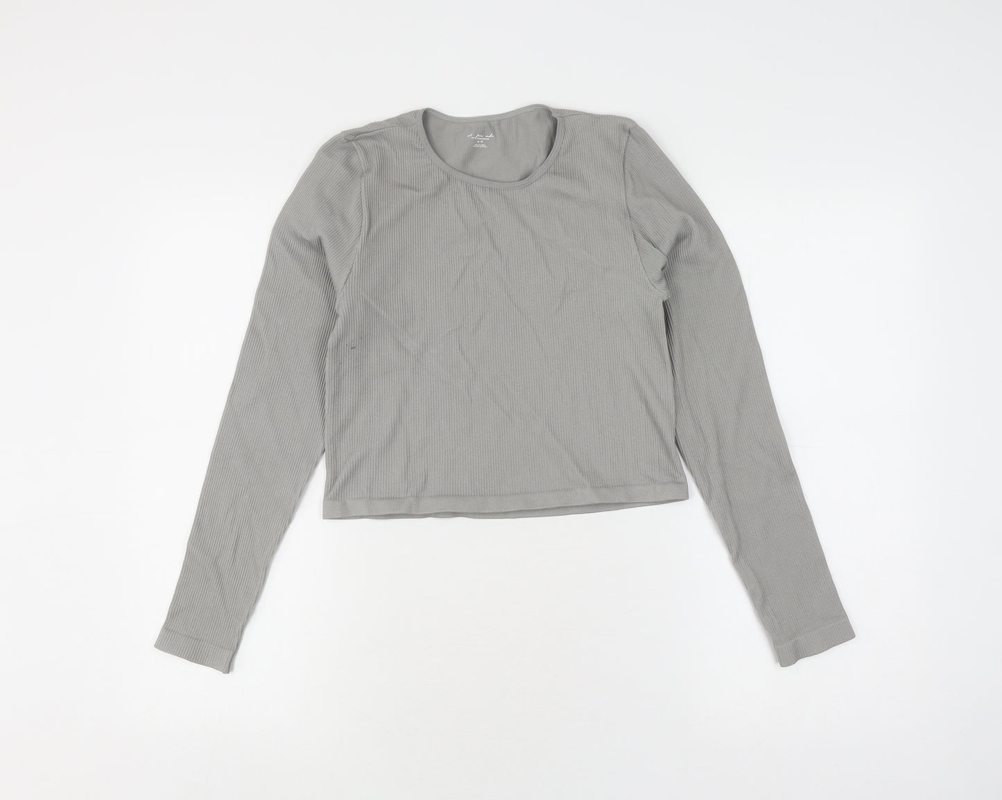 Out From Under Women's Grey Cropped Long Sleeve T-Shirt