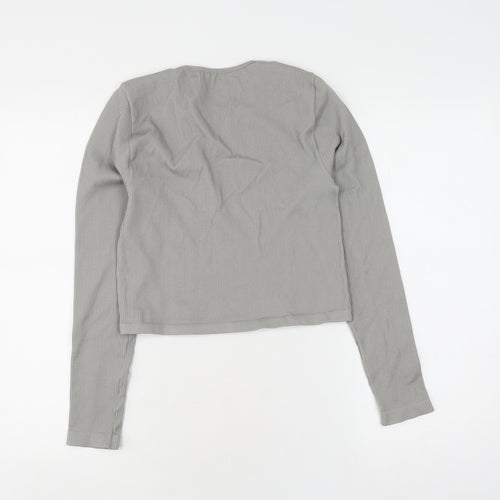 Out From Under Women's Grey Cropped Long Sleeve T-Shirt