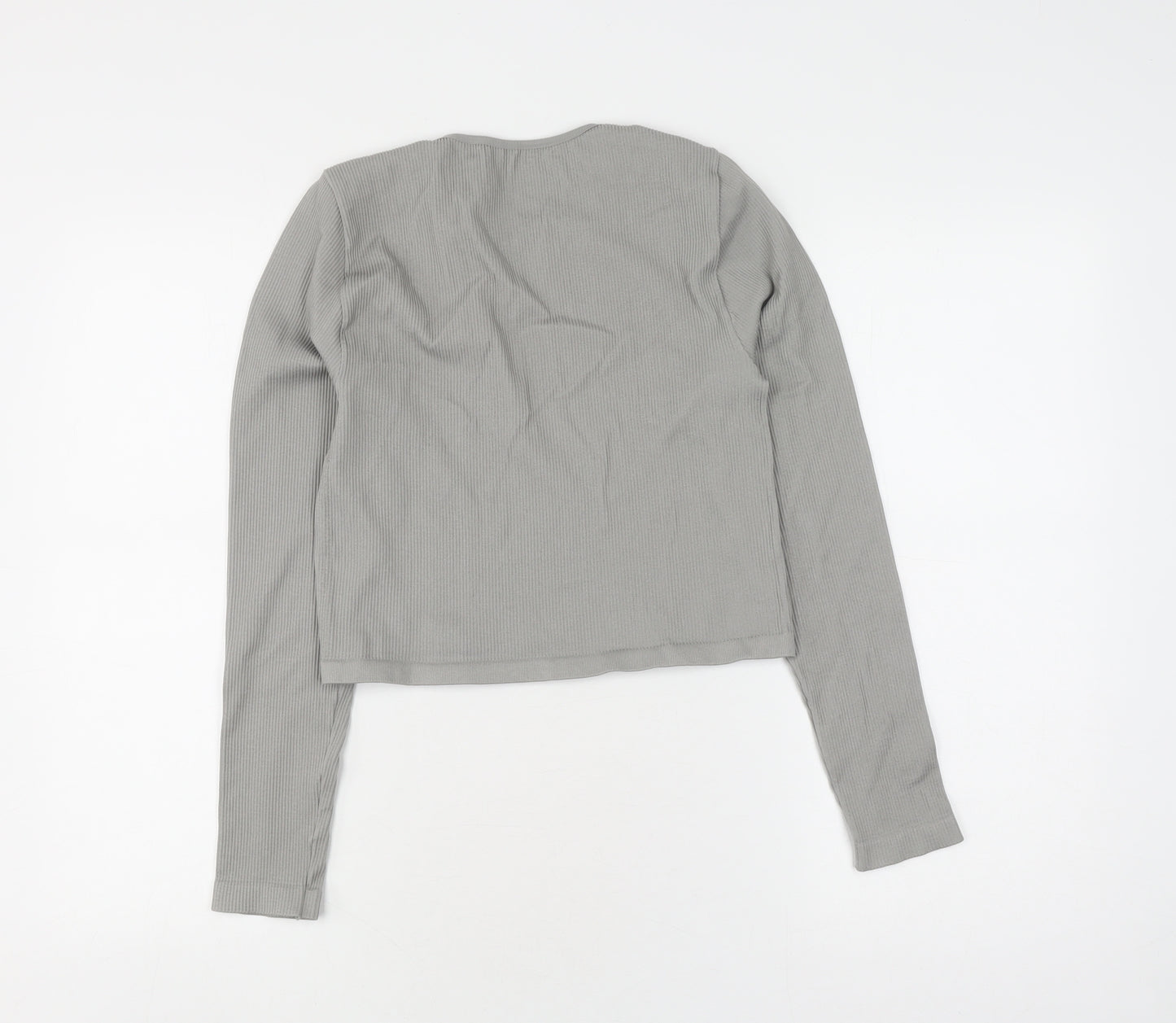 Out From Under Women's Grey Cropped Long Sleeve T-Shirt