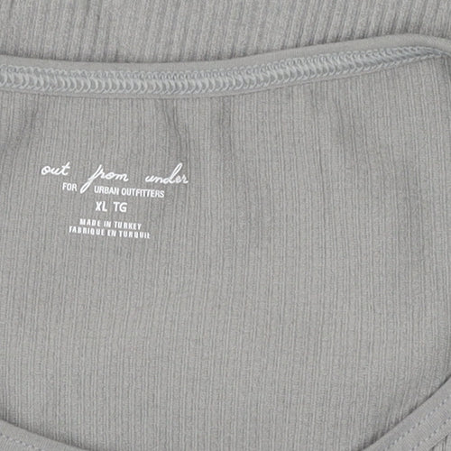 Out From Under Women's Grey Cropped Long Sleeve T-Shirt