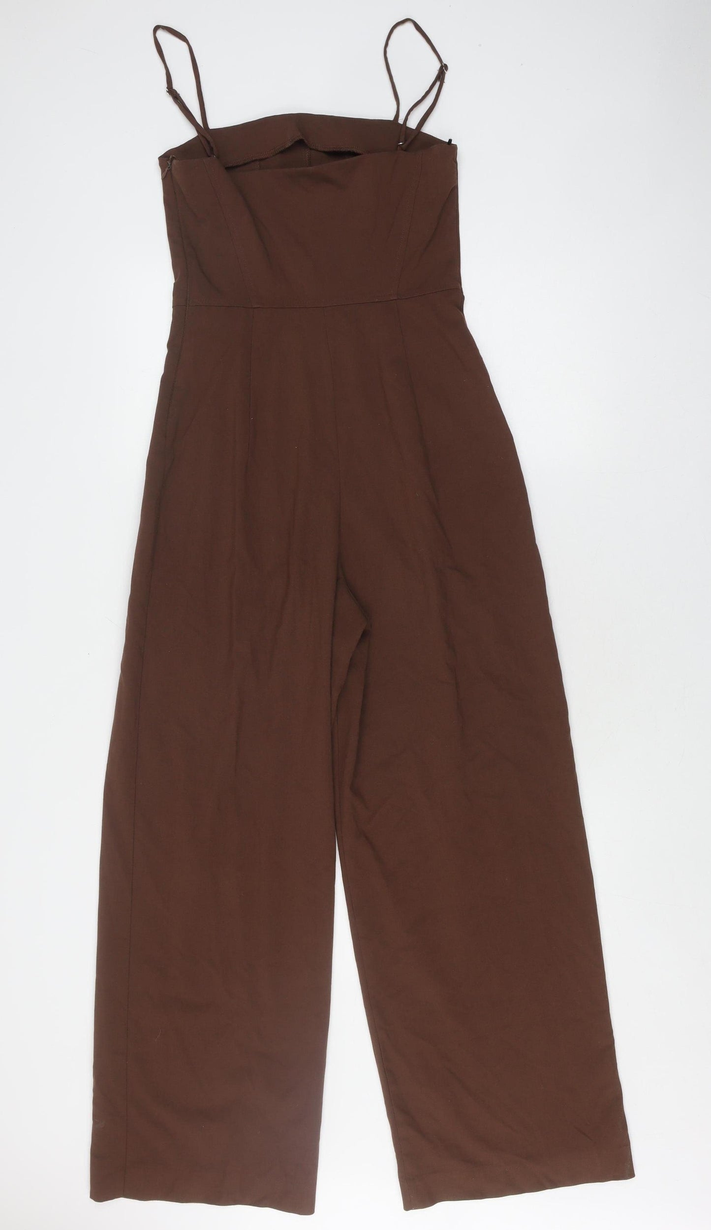 Bershka Women's Brown Wide-Leg Sleeveless Jumpsuit S