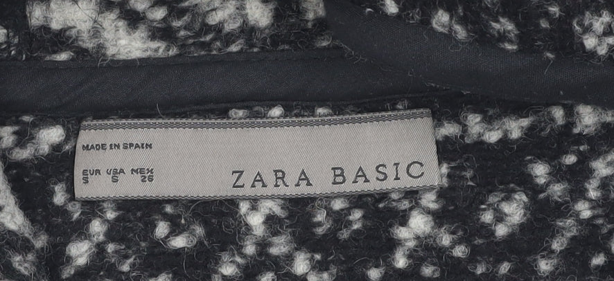 Zara Basic Women's Black Wool Cape, Size 8, Casual, Buckle