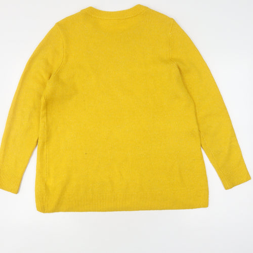 GAP Women's Yellow Pullover Jumper, L, Crew Neck