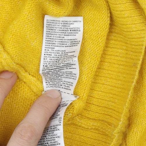 GAP Women's Yellow Pullover Jumper, L, Crew Neck