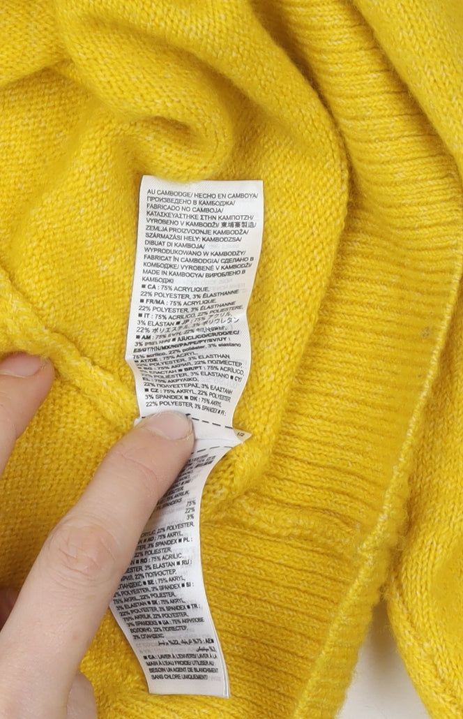 GAP Women's Yellow Pullover Jumper, L, Crew Neck