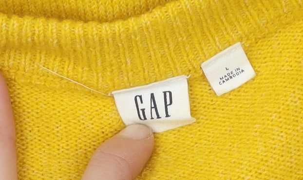 GAP Women's Yellow Pullover Jumper, L, Crew Neck