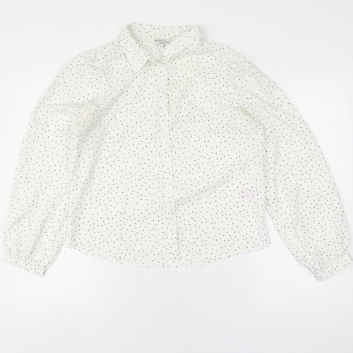 Brave Soul Women’s White Polka Dot Button-Up Shirt S