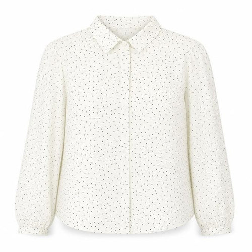 Brave Soul Women’s White Polka Dot Button-Up Shirt S