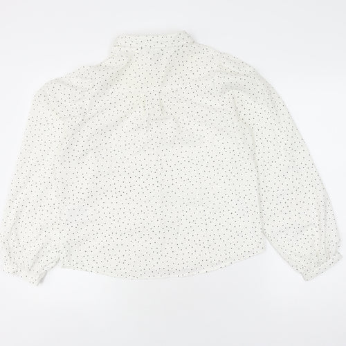 Brave Soul Women’s White Polka Dot Button-Up Shirt S