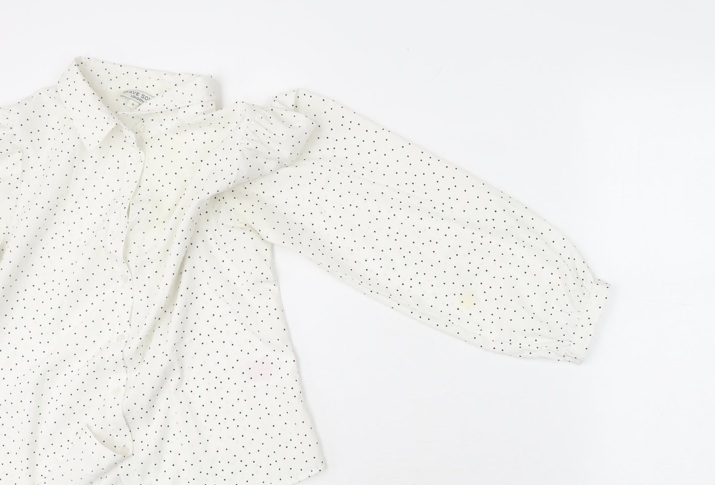 Brave Soul Women’s White Polka Dot Button-Up Shirt S