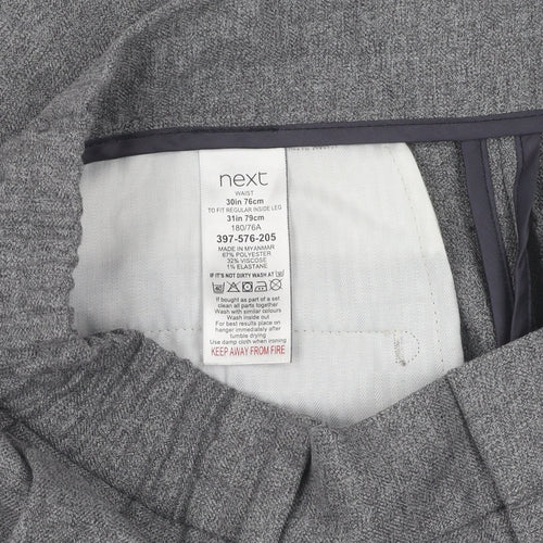 Next Men's Grey Trousers, 30 in, Regular, Elastic Waist