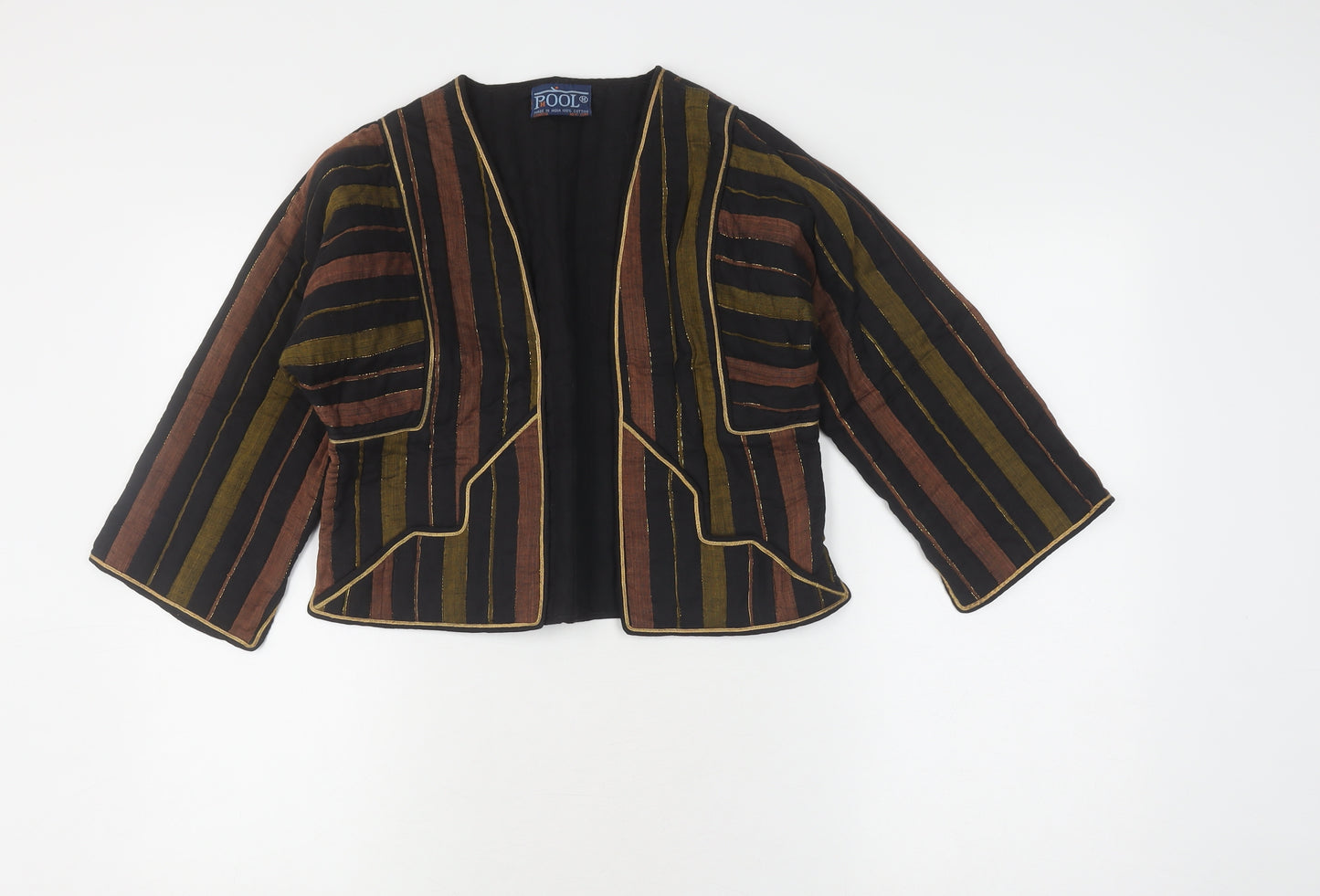 Pool Women's Black Striped Cropped Cotton Jacket