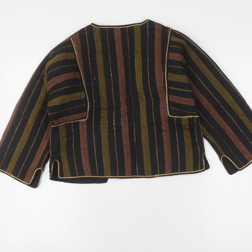 Pool Women's Black Striped Cropped Cotton Jacket