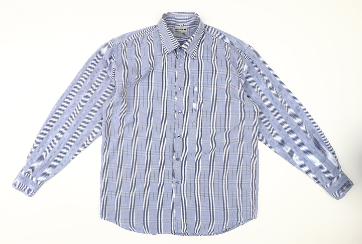 Petroleum Men's Blue Striped Dress Shirt L