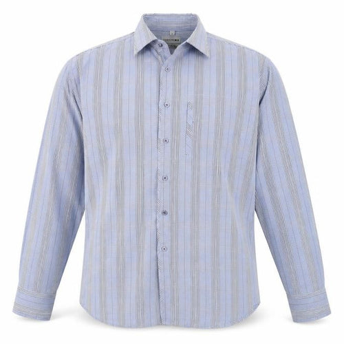 Petroleum Men's Blue Striped Dress Shirt L