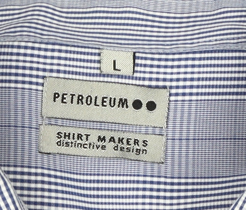 Petroleum Men's Blue Striped Dress Shirt L