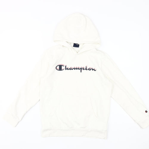 Champion Girls White Pullover Hoodie, Logo, 11-12 Years