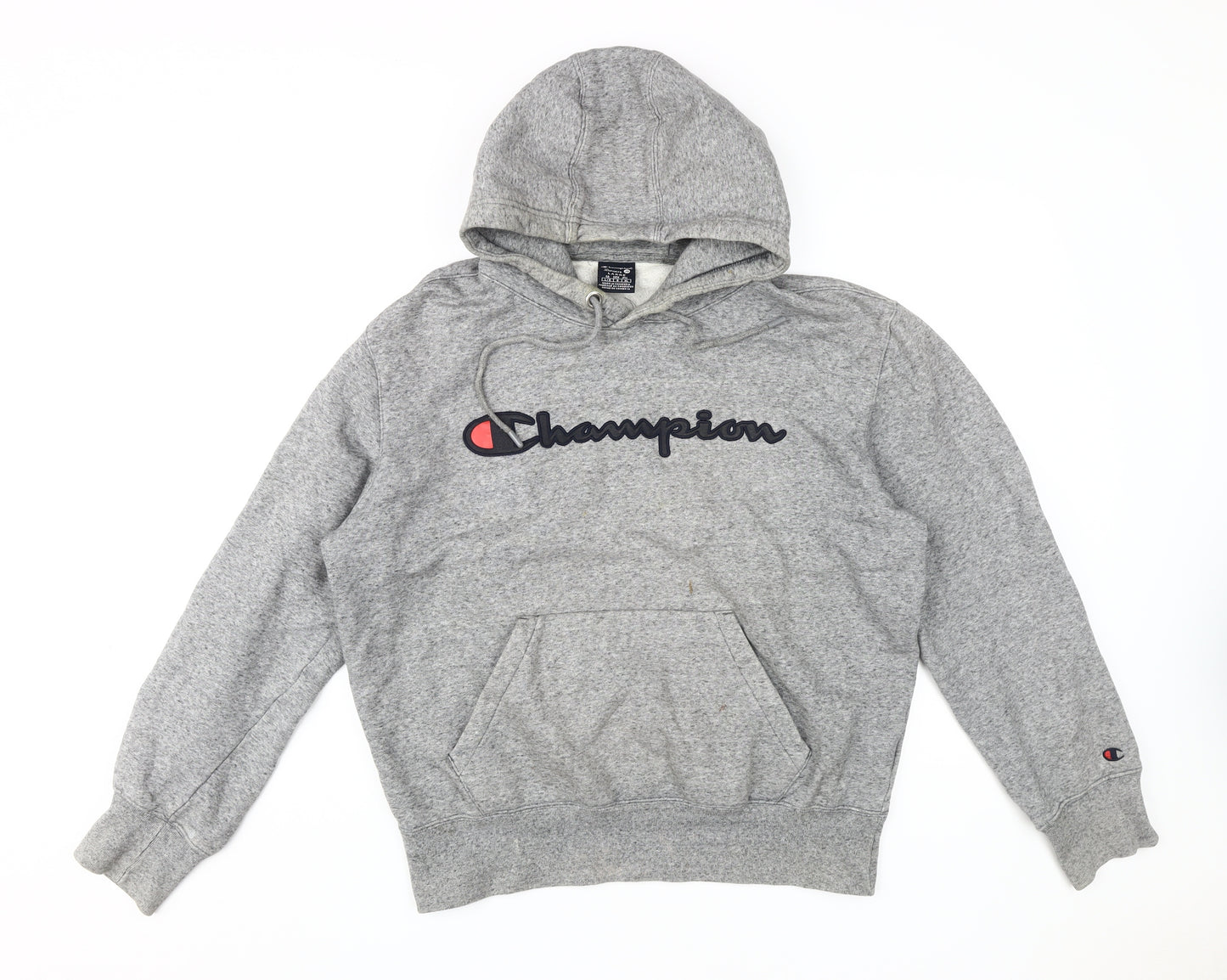 Champion Men's Grey Hoodie Large Pullover Logo