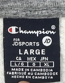 Champion Men's Grey Hoodie Large Pullover Logo