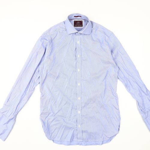 Marks and Spencer Men's Blue Striped Dress Shirt, Size 15