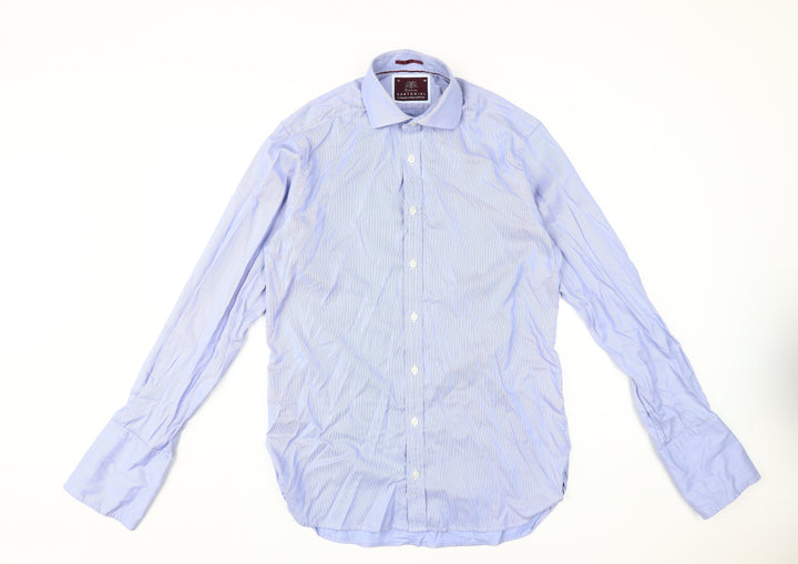 Marks and Spencer Men's Blue Striped Dress Shirt, Size 15