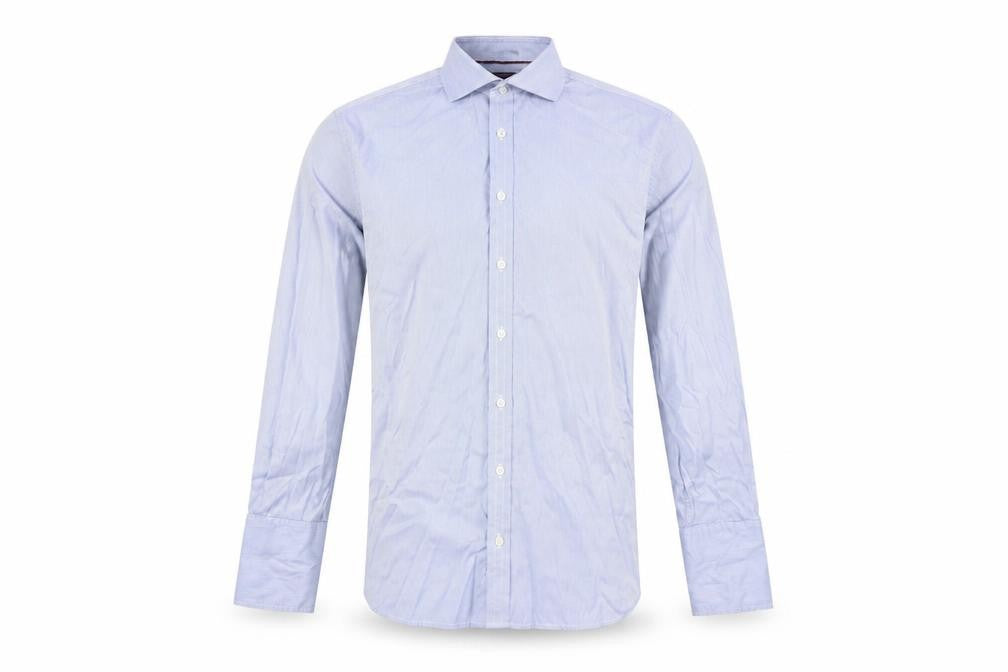 Marks and Spencer Men's Blue Striped Dress Shirt, Size 15