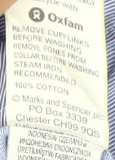 Marks and Spencer Men's Blue Striped Dress Shirt, Size 15