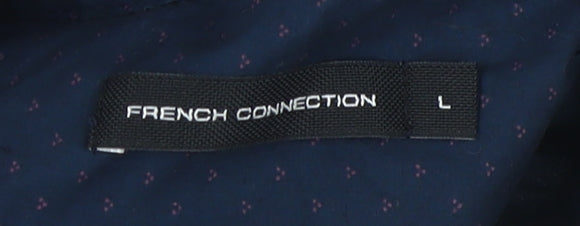 French Connection Men's Blue Collared Button-Up Shirt L