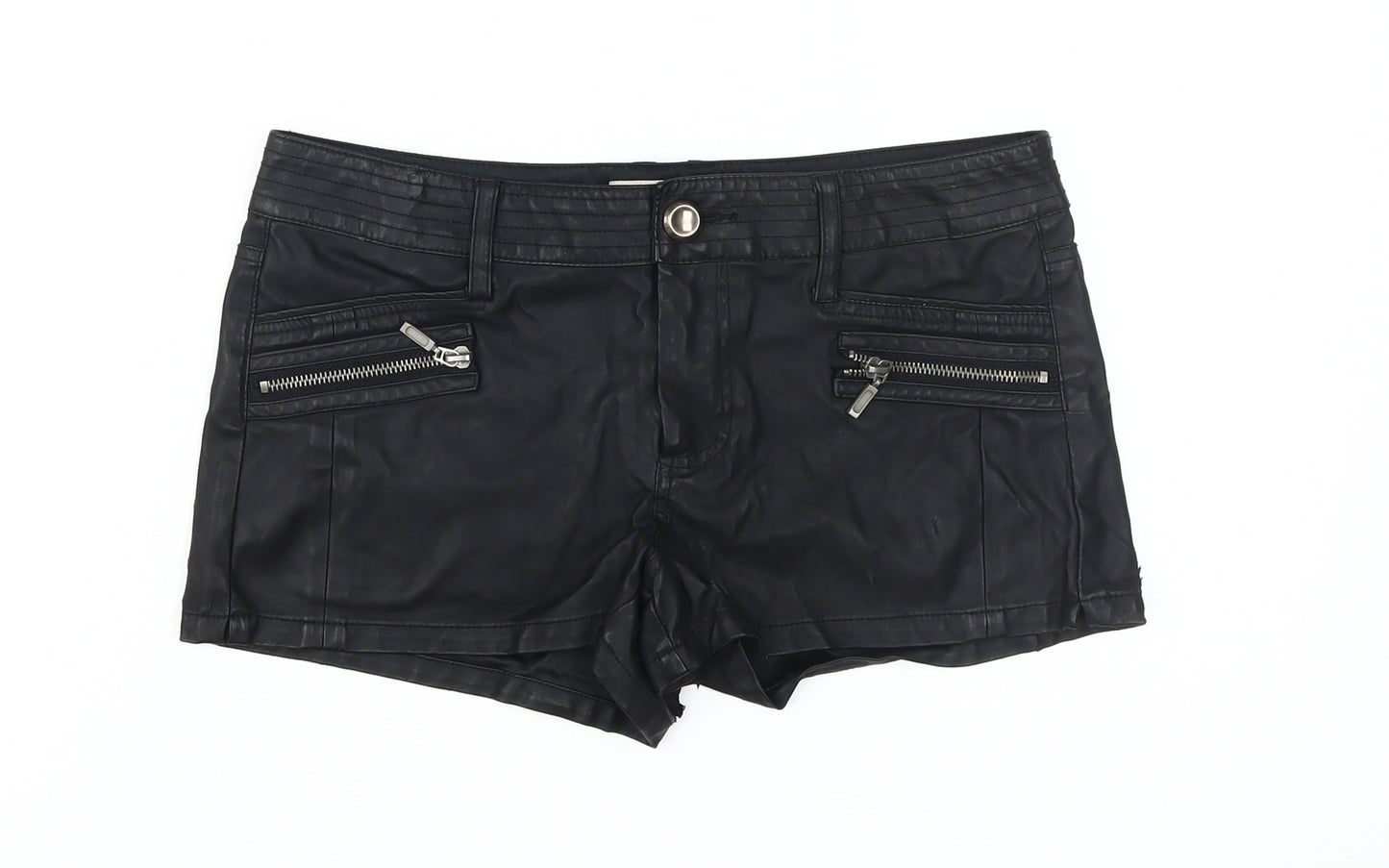 River Island Women's Black Hot Pants Size 10 with Zip Accents