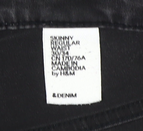 H&M Women's Black Skinny Jeans, Size 12 - Regular Fit