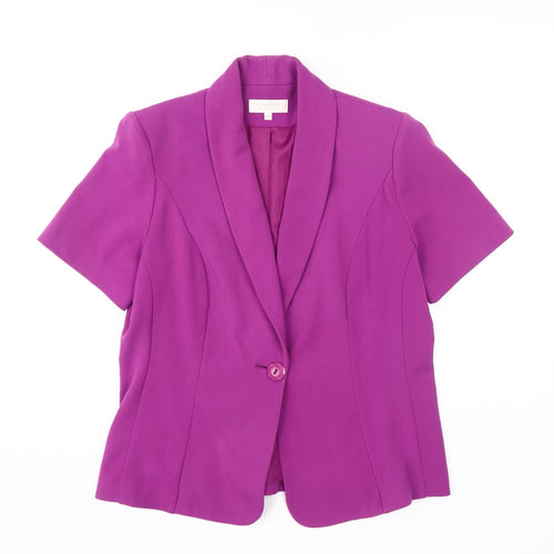 Classics Women's Purple Blazer - Size 12, Short Sleeve, Elegant
