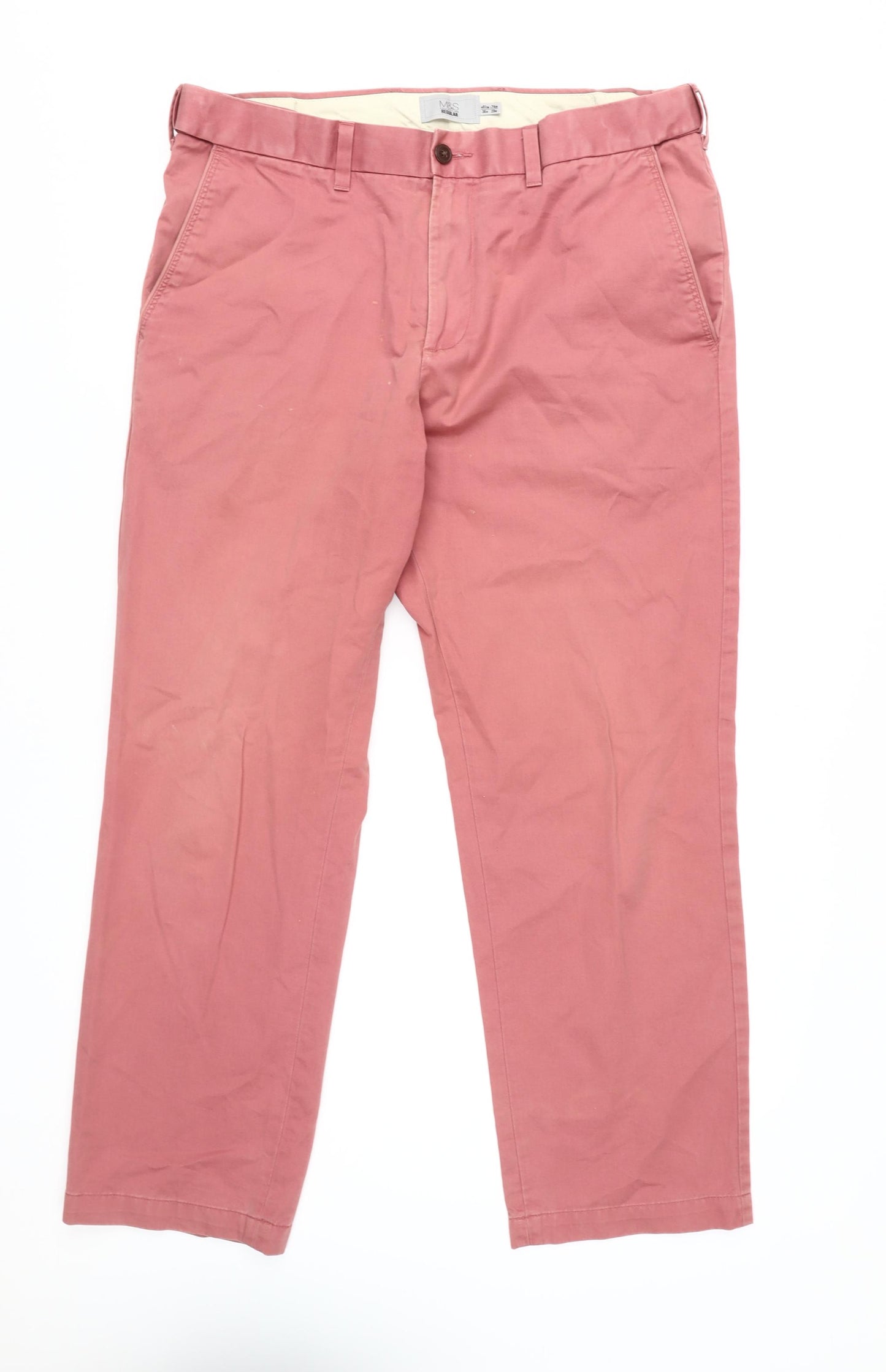 Marks and Spencer Red Chino Trousers for Men, Size 36