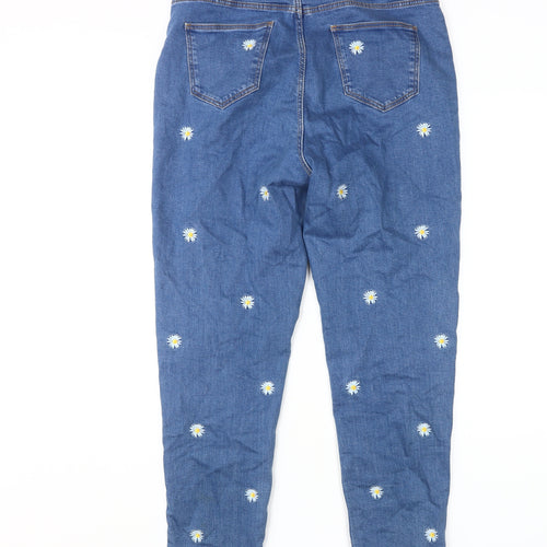 Tu Women's Blue Ankle Jeans, Size 12, Embroidered