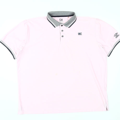 Cutter & Buck Men's Pink Polo Shirt 2XL, Moisture Wicking
