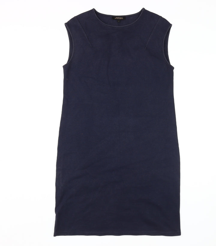 Jaeger Women's Blue Sheath Dress S Sleeveless Stretch