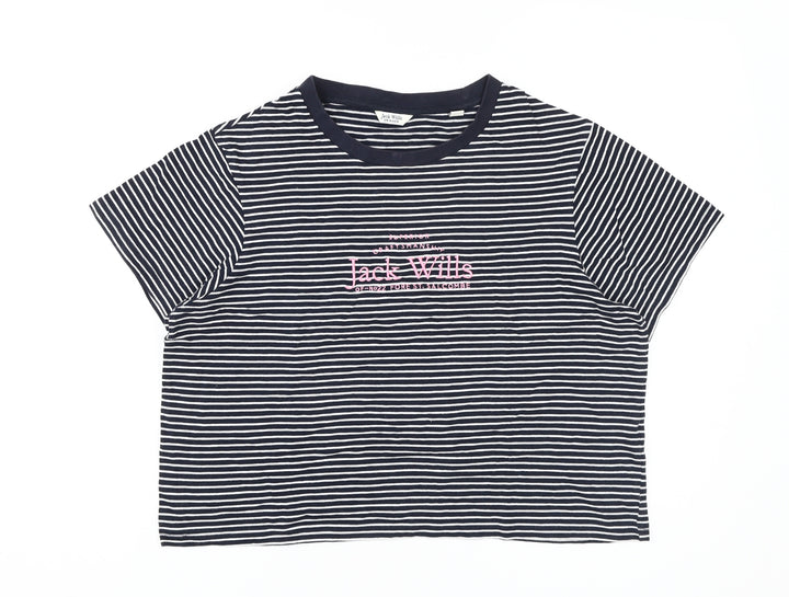 Jack Wills Women's Black Striped T-Shirt, Size 10